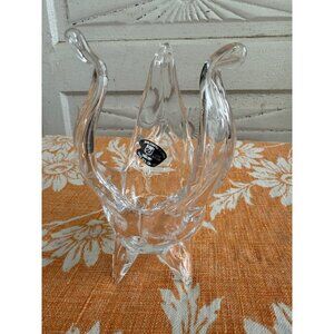 Vintage MCM Riekes Chalet Lead Crystal Candle Holder Art Glass